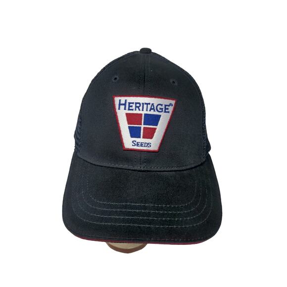 Heritage Seeds Diener Soybeans Strapback Meshback Hat OSFA Black Blue Patch Logo - Picture 1 of 10